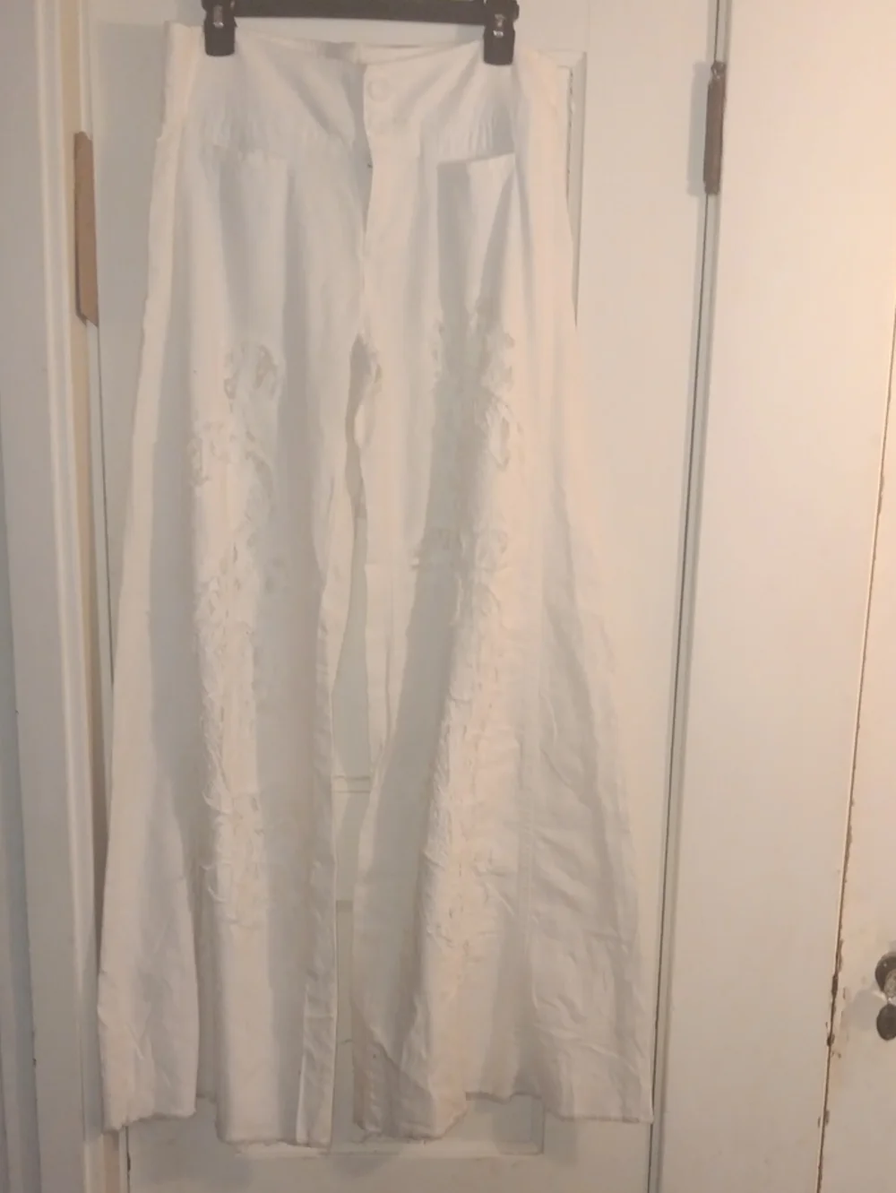 Free People Cream High-Rise Wide Leg Pants